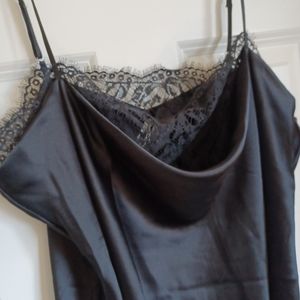 Victoria's Secret Satin Cowl Neck Lace Bodysuit Black Women's Size XL NWT